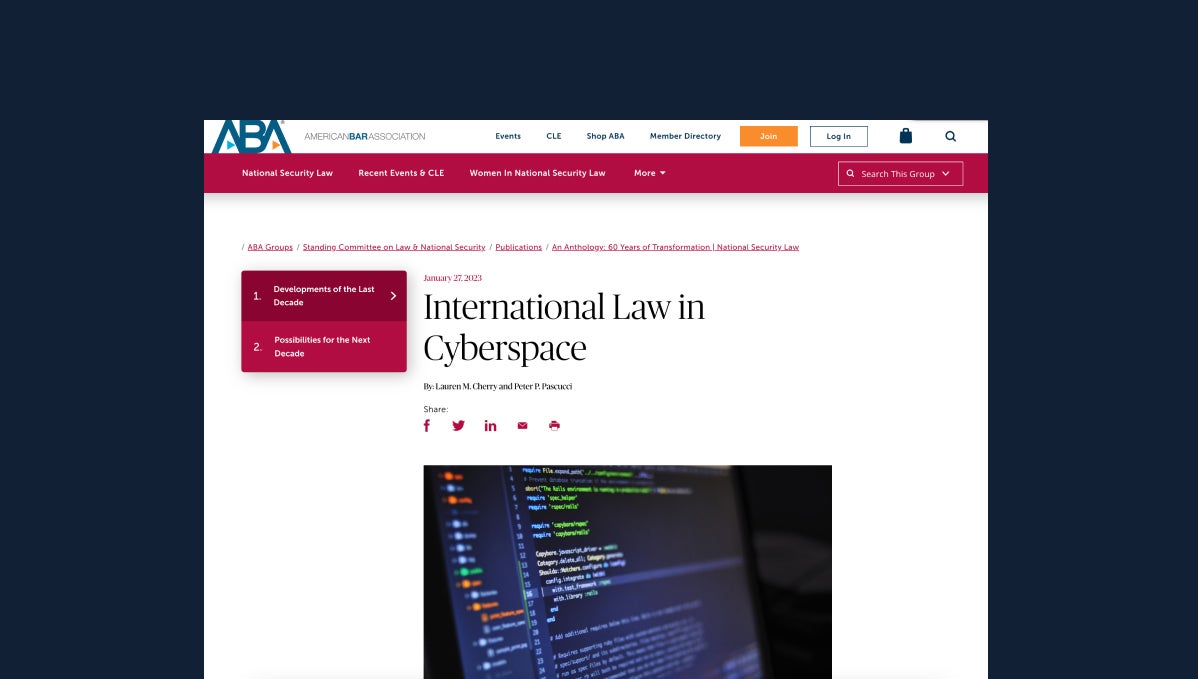 International Law in Cyberspace - Georgetown Law - Center on